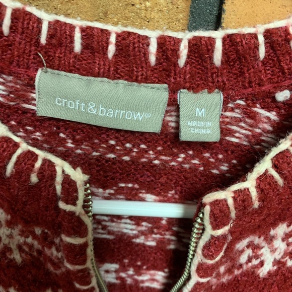 Croft & Barrow Red and White Silk Blend Cardigan Sweater - Picture 3 of 4